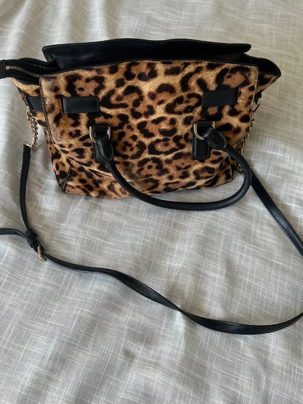 Michael Kors Hamilton Leopard Calf Hair Satchel